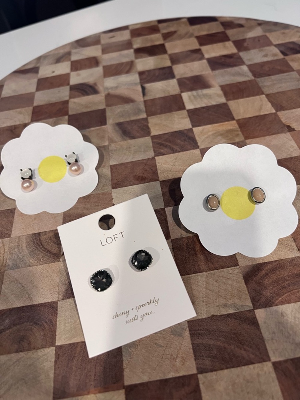 LOFT - Earrings Smokey Topaz, Pink and Nude Stud Earring Trio